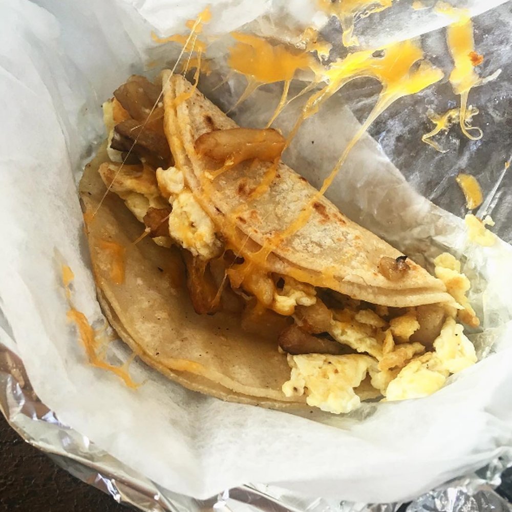 Con Madre Kitchen - Potatoes, Eggs and Cheese on a Corn Tortilla - Mexican Near Me - Austin, Texas Con Madre Kitchen - Potatoes, Eggs and Cheese on a Corn Tortilla - Mexican Near Me - Austin, Texas