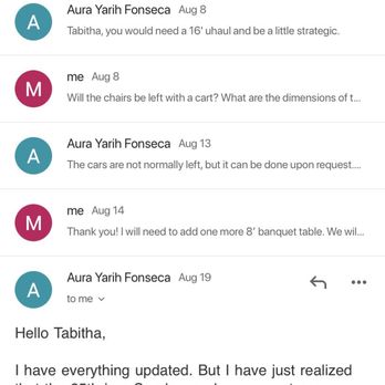 Party Time Rental - Emails between me and Aura - Party Equipment Rentals Near Me - Denver, Colorado Party Time Rental - Emails between me and Aura - Party Equipment Rentals Near Me - Denver, Colorado