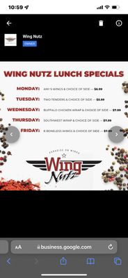 Menu photo 2 Wing Nutz- Draper Draper, UT