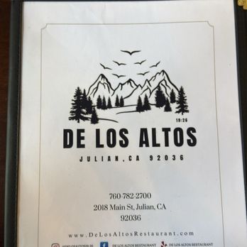 De Los Altos Restaurant - Menu - American Near Me - Julian, California