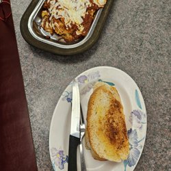 Ranch O Family Restaurant - Meet lasagna and garlic bread. Quality and reasonable price.