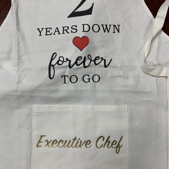 Customized Apparel - Custom 2 Year Wedding Anniversary Cotton Aprons - Screen Printing/T-Shirt Printing Near Me