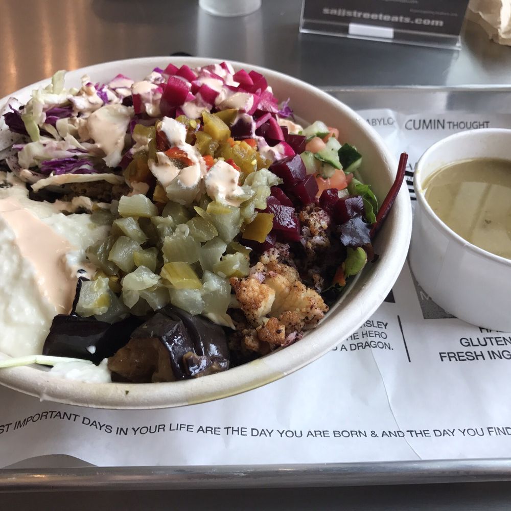 SAJJ Mediterranean - Chicken Pomegranate Salad Bowl and Complimentary Lentil Soup! - Mediterranean Near Me - Sunnyvale, California SAJJ Mediterranean - Chicken Pomegranate Salad Bowl and Complimentary Lentil Soup! - Mediterranean Near Me - Sunnyvale, California