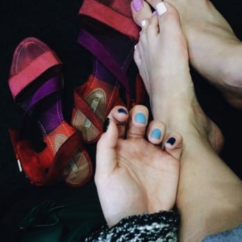 Forever Nails and Spa - Blue tone and pink and white mani pedi - Nail Salons Near Me - La Mirada, California