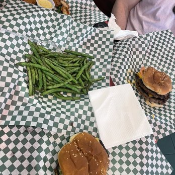 Eliza’s Vegan Cafe - Green beans, Lorraine burger, Cheese burger, chicken nuggets. - Vegan Near Me - Florence, South Carolina