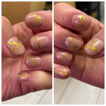 A & S Nail Salon - Gel Mani with Cocoa Kisses and gold stripes! Love my nails! Love this place! - Nail Salons Near Me - New York, New York A & S Nail Salon - Gel Mani with Cocoa Kisses and gold stripes! Love my nails! Love this place! - Nail Salons Near Me - New York, New York
