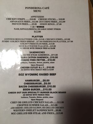 Menu photo 2 Ponderosa Cafe & Bar Hulett, WY Menu photo 2 Ponderosa Cafe & Bar Hulett, WY
