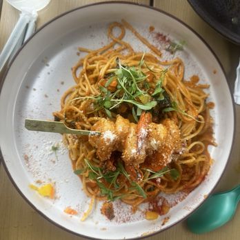 Escape 360 - shrimp creamy gochujang pasta - Cafes Near Me - McKinney, Texas