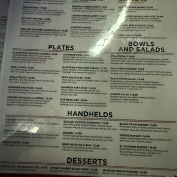 Blackfriar Pub - Food Menu - Pubs Near Me - Dallas, Texas