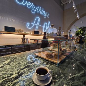 A-OK Cafe - a cup of coffee on the counter - Coffee & Tea Near Me - Vaughan, Ontario