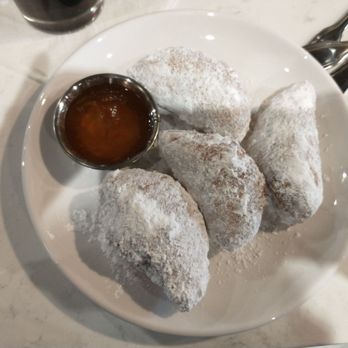 Another Broken Egg Cafe - Biscuit Beignets with Powdered sugar and Honey marmalade - American Near Me - Columbus, Ohio Another Broken Egg Cafe - Biscuit Beignets with Powdered sugar and Honey marmalade - American Near Me - Columbus, Ohio