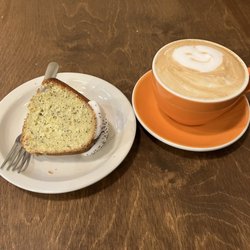 Needmore Coffee Roasters - Lemon poppy seed cake, hummingbird latte