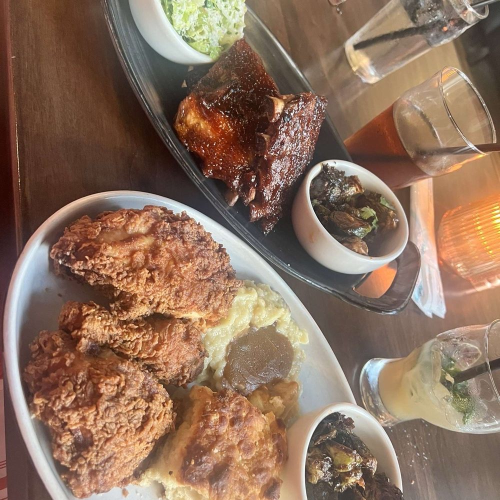 Culinary Dropout - Fried Chicken & Buttermilk Biscuit* Crispy Brussels Sprouts Classic Caesar 36-Hour Pork Ribs Evil Jungle Princess - New American Near Me - Austin, Texas