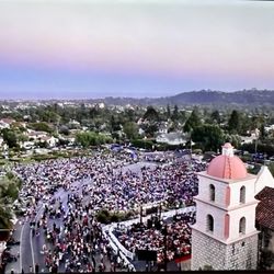 Old Spanish Days Fiesta - Mission aerial view during La Fiesta Pequeña