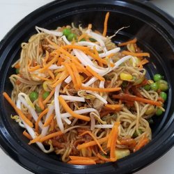 Hungry Birds - Custom build bowl with noodles,rotisserie chicken ,birds mix with teriyaki and Caribbean jerk sauce .YUMMMM!!!