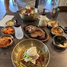 spicy cold noodles, pollack cold noodles, and galbi spicy cold noodles, pollack cold noodles, and galbi