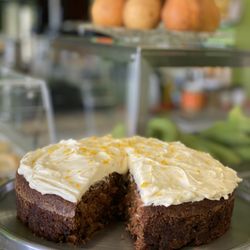 Green Booster Juice Bar - Grandma's Reciple
Carrot Cake stuffed with Pineapple Walnuts Raisins Lathered with yummy cream cheese frosting topped with orange zest