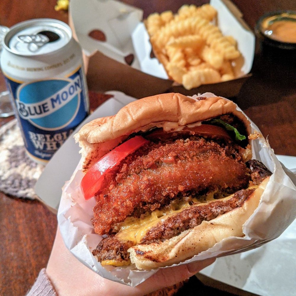 Shake Shack Midtown Village - 12th & Chestnut - Shack Stack and Fries with Gochujang sauce - Burgers Near Me - Philadelphia, Pennsylvania Shake Shack Midtown Village - 12th & Chestnut - Shack Stack and Fries with Gochujang sauce - Burgers Near Me - Philadelphia, Pennsylvania
