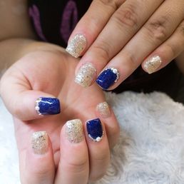 Two color gels with diamond accents Two color gels with diamond accents