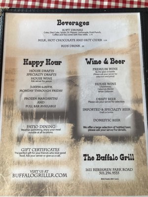 Menu photo 2 Buffalo Grill Little Rock, AR Menu photo 2 Buffalo Grill Little Rock, AR