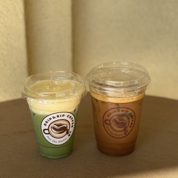 Drip and Sip Coffee - Left: matcha corn cloud Right: Vietnamese coffee - Coffee & Tea Near Me - Chino, California Drip and Sip Coffee - Left: matcha corn cloud Right: Vietnamese coffee - Coffee & Tea Near Me - Chino, California