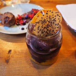 Casita Andina - Mango chia pudding w purple corn frappe