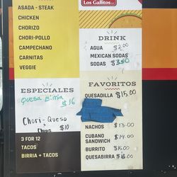 Los Gallitos PGH - Menu