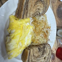 Pattys Family Restaurant - Scrambled eggs, hashbrowns, rye toast