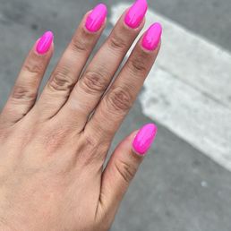 Hard gel with acrylic extension repair on one nail Hard gel with acrylic extension repair on one nail