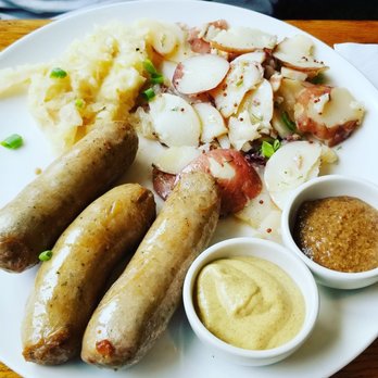 Mountain Brauhaus - Bratwurst with German Potato Salad and homemade Sauerkraut! - New American Near Me - Gardiner, New York Mountain Brauhaus - Bratwurst with German Potato Salad and homemade Sauerkraut! - New American Near Me - Gardiner, New York