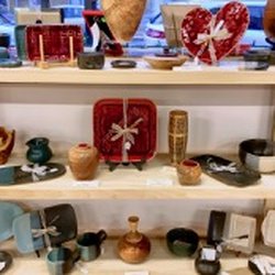 Artists on Market - Pottery and and turned wood pieces.