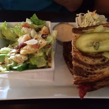 Jasper Brewing Company - Pastrami sandwich with Caesar side salad (minus a bite or two) - Burgers Near Me - Jasper, Alberta