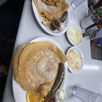 Paula's Pancake House - Pancake, two eggs and sausage. Pancake with cinnamon apples, sausage, two eggs - Breakfast & Brunch Near Me - Solvang, California Paula's Pancake House - Pancake, two eggs and sausage. Pancake with cinnamon apples, sausage, two eggs - Breakfast & Brunch Near Me - Solvang, California