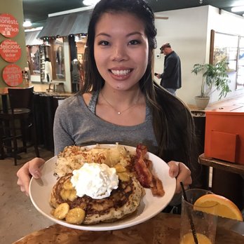 MIX Flagstaff - Bananas foster pancakes with bacon and hash browns. - Coffee & Tea Near Me - Flagstaff, Arizona MIX Flagstaff - Bananas foster pancakes with bacon and hash browns. - Coffee & Tea Near Me - Flagstaff, Arizona
