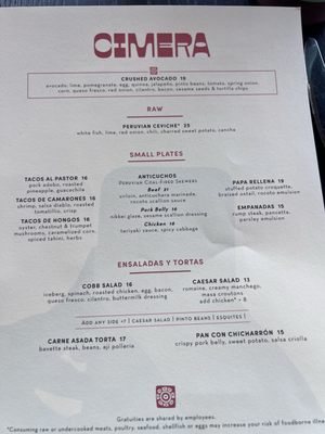 Menu photo 4 Cimera Denver, CO