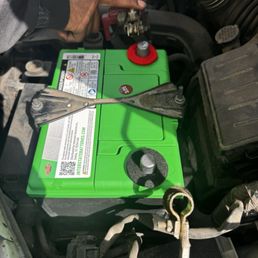 Car battery installed Car battery installed