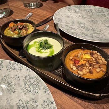 Aziza - trio of spreads - Moroccan Near Me - San Francisco, California