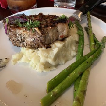 Red Sage - 1st time... looks amazing... but behind that chop by the knife was the hair - New American Near Me - Santa Fe, New Mexico
