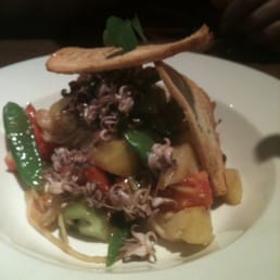 Heirloom tomato salad with baby squid. Yummy! Heirloom tomato salad with baby squid. Yummy!