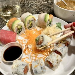 Jin House - Rainbow & Spicy Tuna Rolls... Hot 'n Sour Soup!