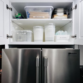 The Neat Freak LA - Overflow BBQ supplies found their home above this family's refrigerator. No guessing where to find skewers and foil. - Home Organization Near Me The Neat Freak LA - Overflow BBQ supplies found their home above this family's refrigerator. No guessing where to find skewers and foil. - Home Organization Near Me