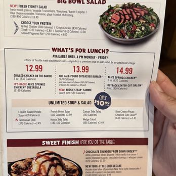 Outback Steakhouse - Menu as of July 2026 - Steakhouses Near Me - College Station, Texas