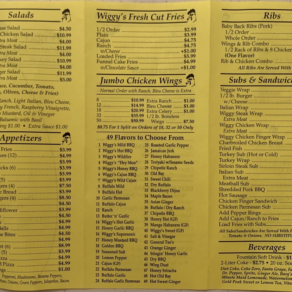 Wiggy's Restaurant - Back of new menu 11/20/2021 - Chicken Wings Near Me - Pittsburgh, Pennsylvania Wiggy's Restaurant - Back of new menu 11/20/2021 - Chicken Wings Near Me - Pittsburgh, Pennsylvania