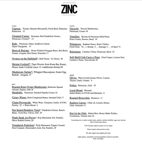 Menu photo 2 Zinc Bistro & Bar Portland, OR Menu photo 2 Zinc Bistro & Bar Portland, OR