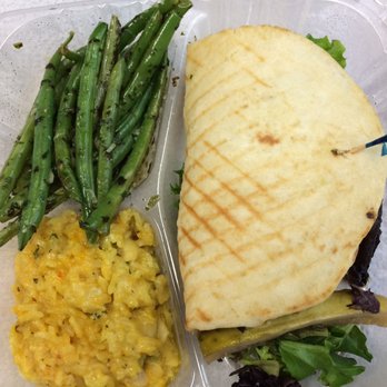 Bleu House - The whole thing -- so good! Pesto green beans, broccoli casserole and naan portobello sandwich. - Sandwiches Near Me - Norcross, Georgia