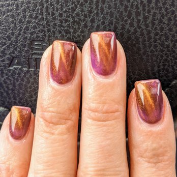 J&R Nail Spa - Left hand with cats eye gel looks great! - Nail Salons Near Me - Mohegan Lake, New York J&R Nail Spa - Left hand with cats eye gel looks great! - Nail Salons Near Me - Mohegan Lake, New York