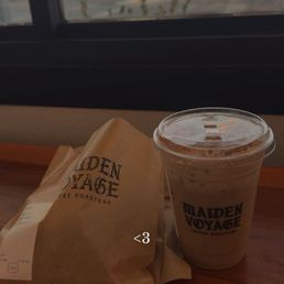 Banana bread latte & chocolate croissant