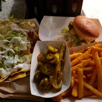 Sunland Park Race Track & Casino - Cantina nachos, cheeseburger, fries from Jackpot Grill. - Race Tracks Near Me - Sunland Park, New Mexico Sunland Park Race Track & Casino - Cantina nachos, cheeseburger, fries from Jackpot Grill. - Race Tracks Near Me - Sunland Park, New Mexico