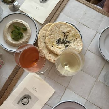 Alisa - Rose, white wine, hummus and pita - Greek Near Me - Venice, California