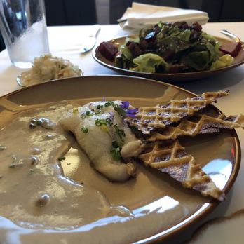 Elwood - Appetizers: Catfish & Waffle (front) and Simpson Lettuce (rear) - New American Near Me - Philadelphia, Pennsylvania